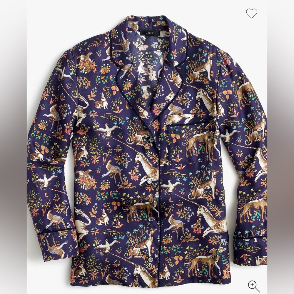 Rare Drake’s x J. Crew Collection Silk Midnight Unicorn Top